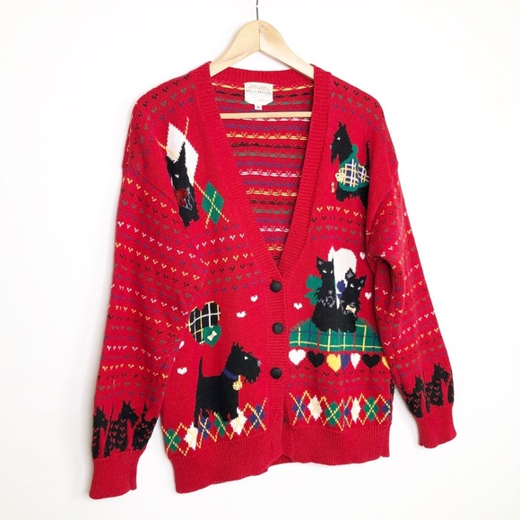 Susan Bristol, rare vintage, 1992 Scottie terrier dog cardigan - Picture 5 of 11